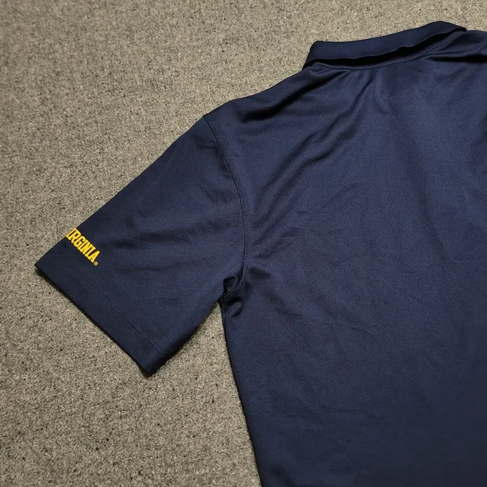 Nike West Virginia Mountaineers Shirt Mens Medium Navy Gold Dri Fit Golf Polo